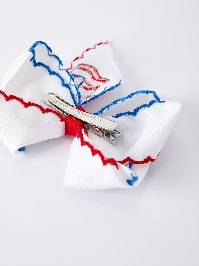 Stars & Stripes Flag Hair Bow – Toddler Girls July 4th Hair Accessory - 7