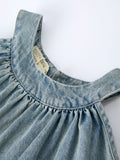 Girls Denim Ruffle Trim A-Line Dress - 11