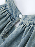 Girls Denim Ruffle Trim A-Line Dress - 13