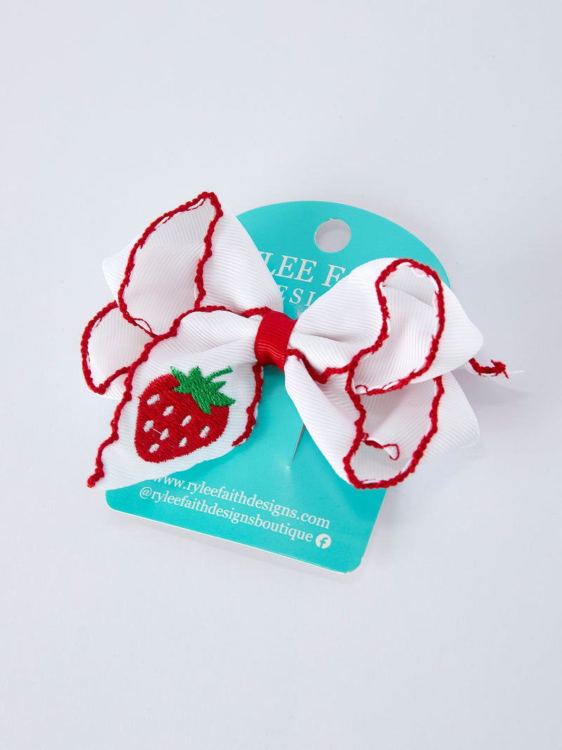 Strawberry Embroidered Girls Hairpin 4 Inches - 2