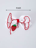 Strawberry Embroidered Girls Hairpin 4 Inches - 3