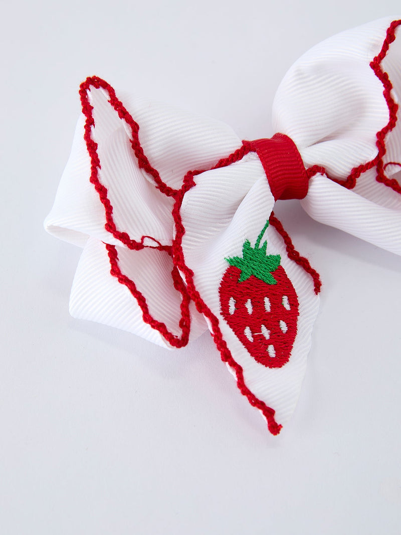 Strawberry Embroidered Girls Hairpin 4 Inches - 5