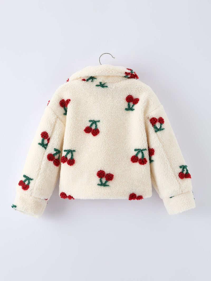 Cherry Plush Jacket for Girls – Zip-Up Winter Coat - 4