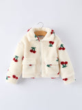 Cherry Plush Jacket for Girls – Zip-Up Winter Coat - 1