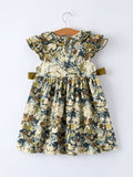 Camo Duck Smocked Bow Ruffle Sleeves Girls Dress - 2