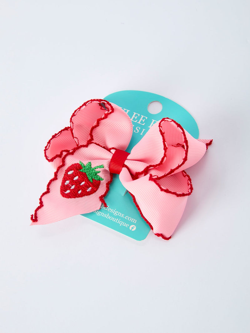 Strawberry Embroidered Girls Hairpin 4 Inches - 8