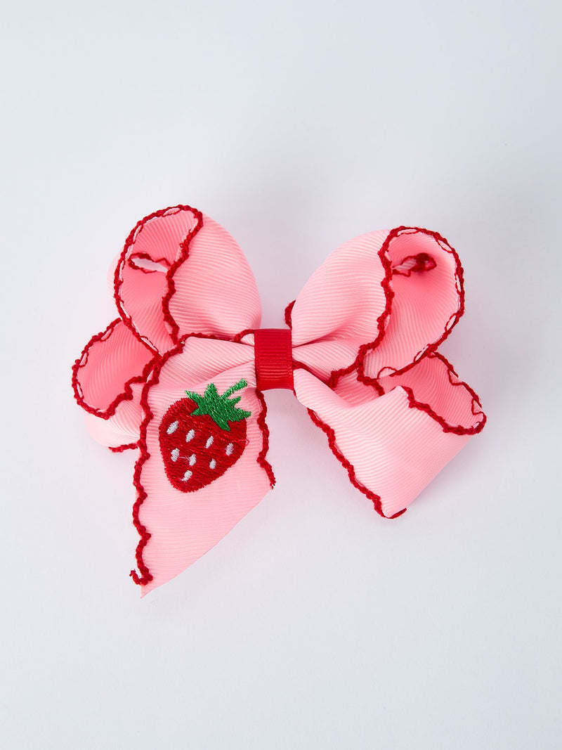 Strawberry Embroidered Girls Hairpin 4 Inches - 10