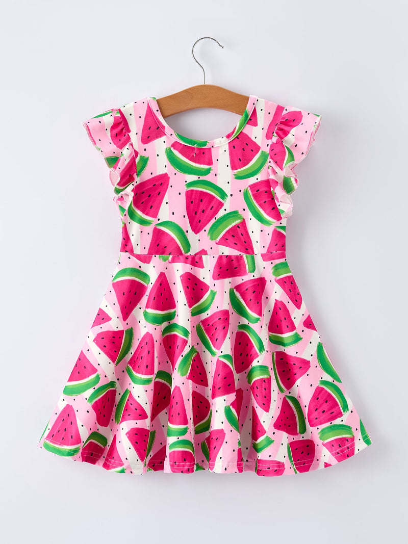 Summer Watermelon Pattern Girls Dress - 2
