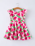 Summer Watermelon Pattern Girls Dress - 1