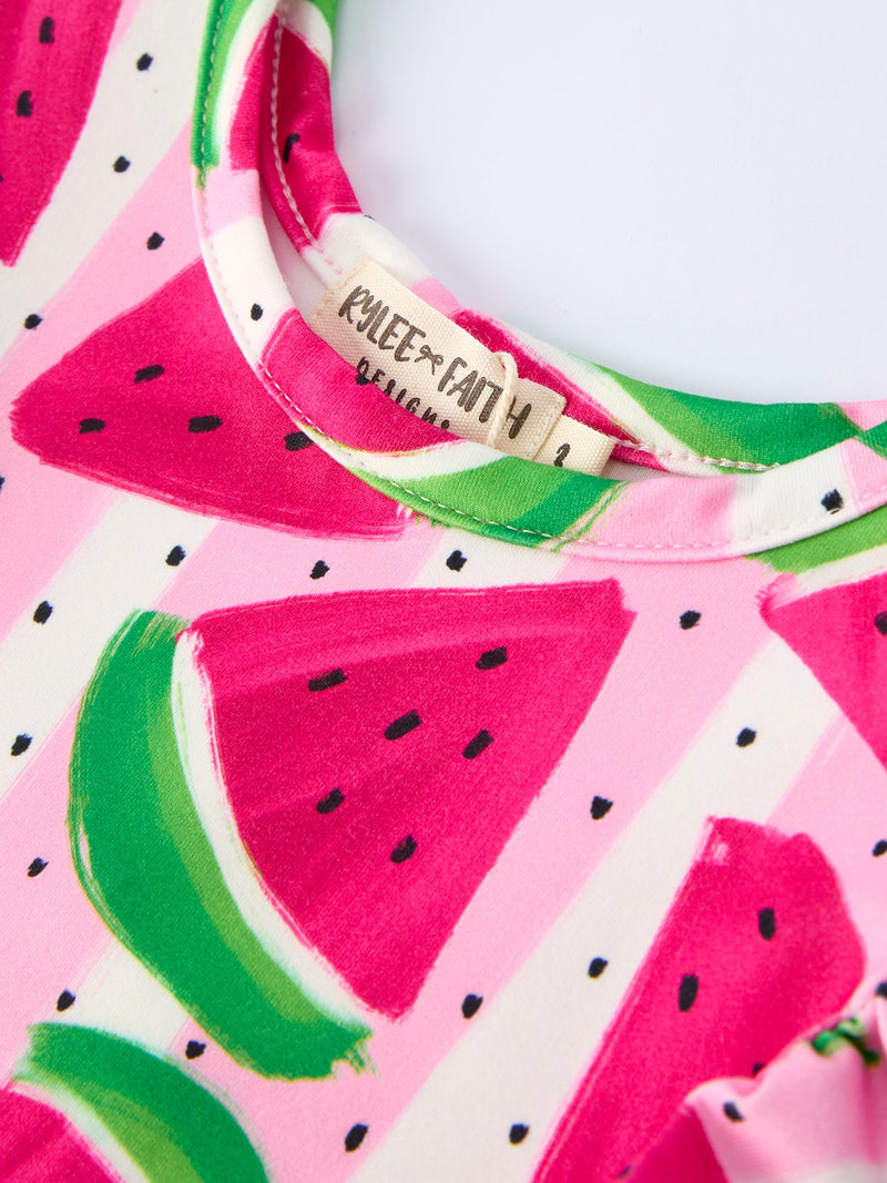 Summer Watermelon Pattern Girls Dress - 3