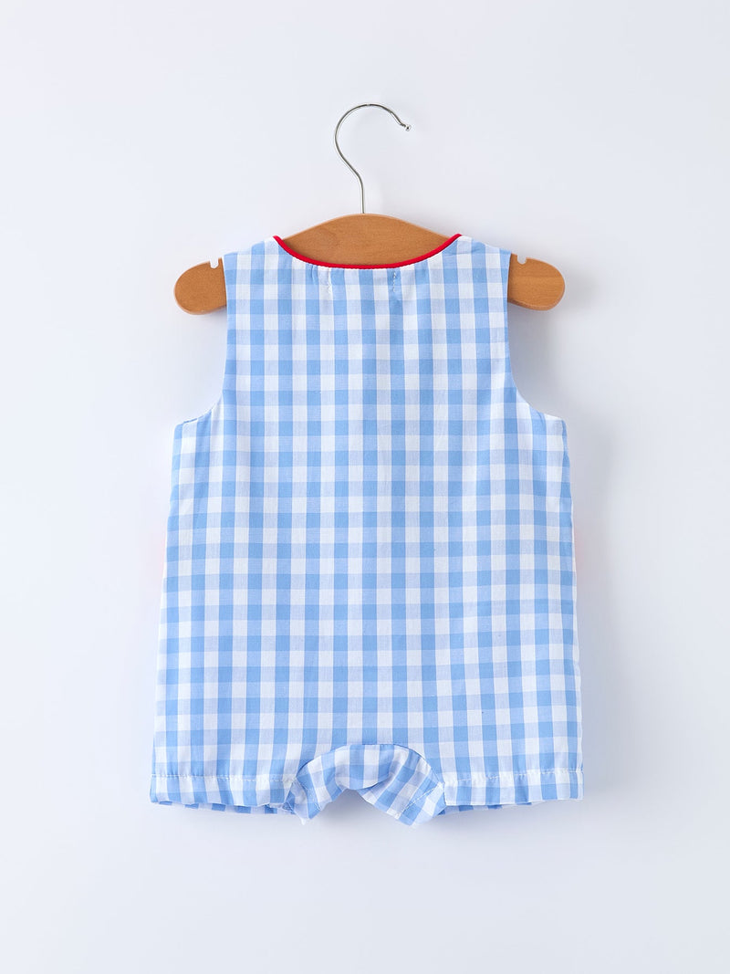 Baby Boys Summer Strawberry Embroidered Smocked Romper - 2