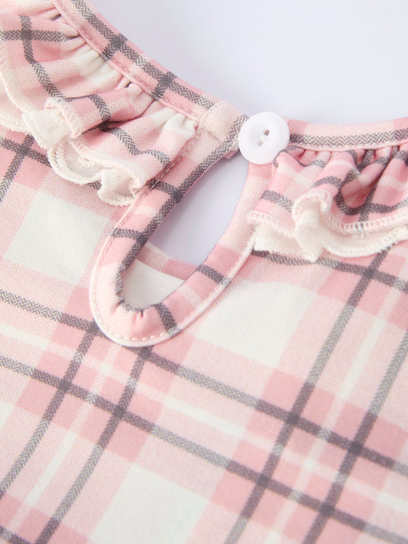 Western Horse Embroidered Smocked Plaid Girls Dress - 10