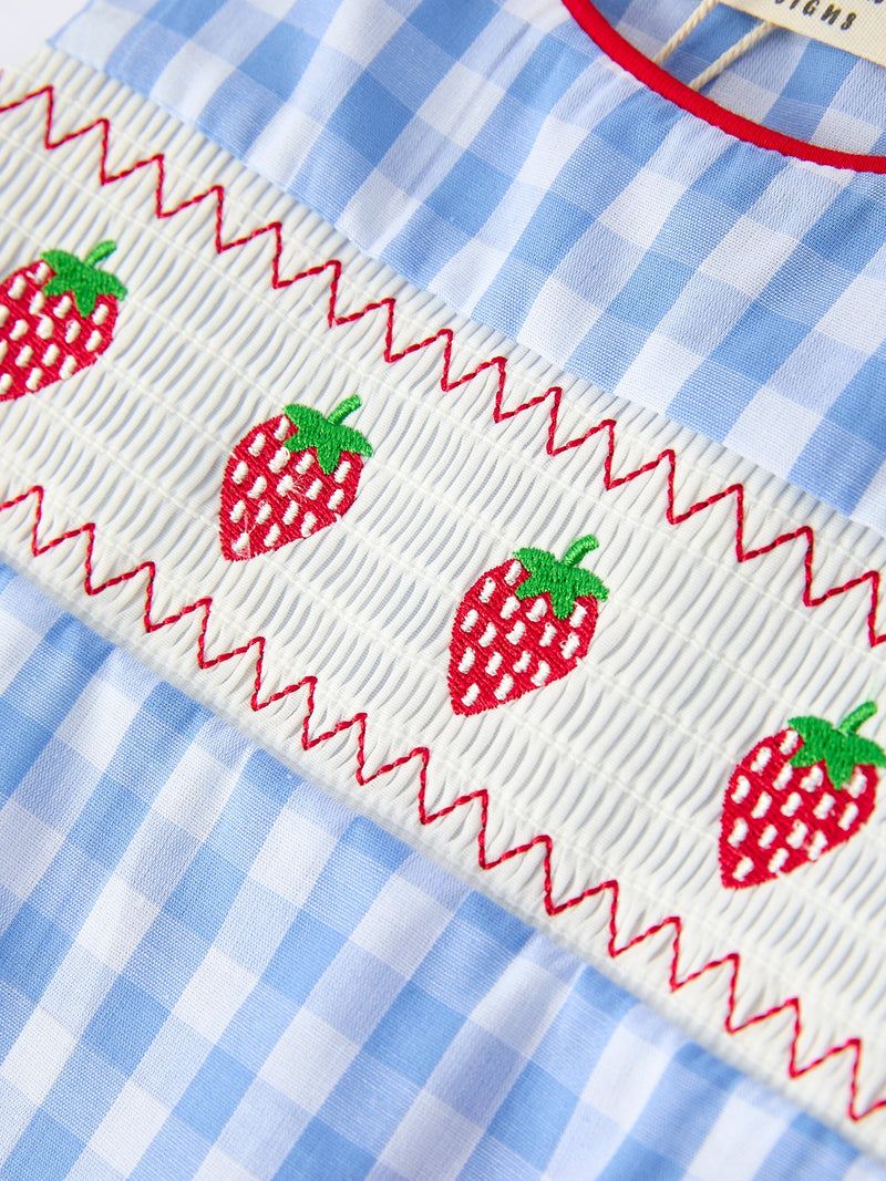 Baby Boys Summer Strawberry Embroidered Smocked Romper - 4