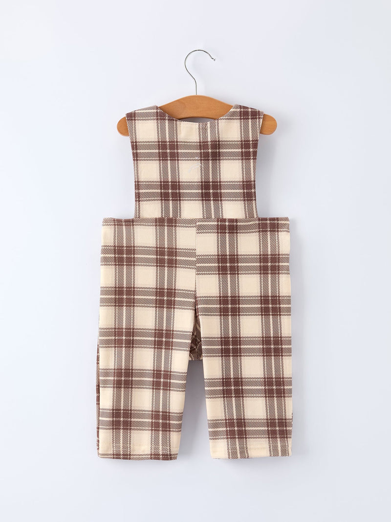 Western Horse Embroidered Smocked Plaid Baby Boy Romper - 2