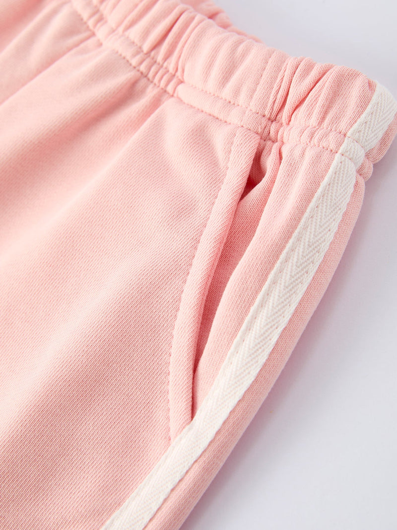 Girls Pink Bow Trim Sweatshirt and Pants Set - 4