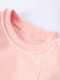 Girls Pink Bow Trim Sweatshirt and Pants Set - 5