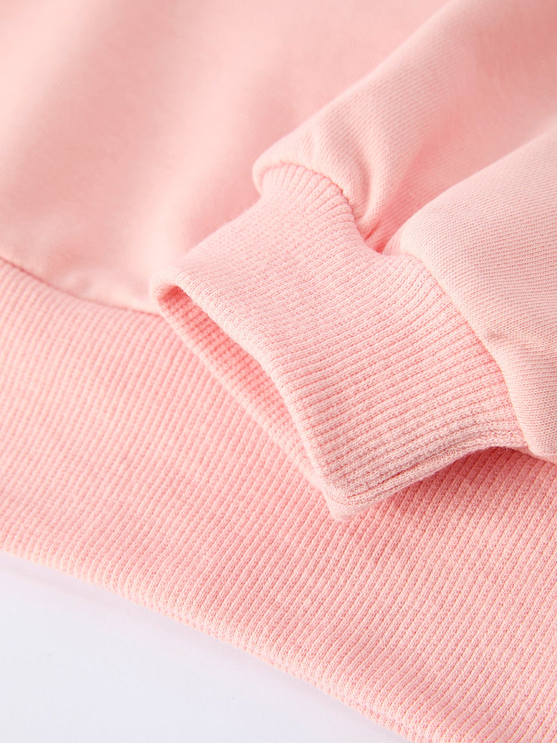 Girls Pink Bow Trim Sweatshirt and Pants Set - 6