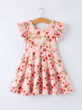 Spring Chicken Floral Farm Print Girls Dress - 1