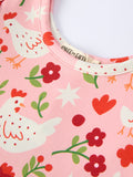 Spring Chicken Floral Farm Print Girls Dress - 3