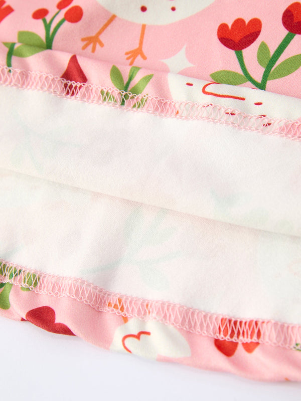 Spring Chicken Floral Farm Print Girls Dress
