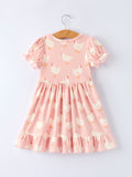 Farm Spring Chicken Print Girls Ruffle Dress - 7