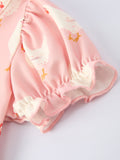 Farm Spring Chicken Print Girls Ruffle Dress - 9