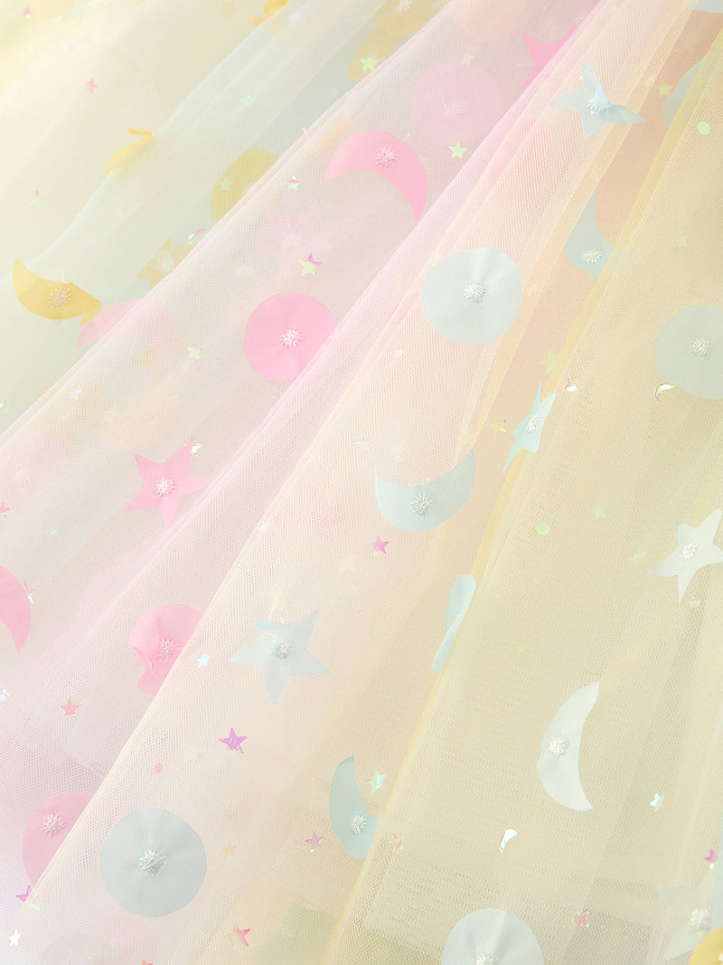 Girls Rainbow Sequin Tulle Dress – Pastel Party Dress - 5