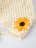 Summer Crochet Sunflower Girl Dress with Headscarf - 12