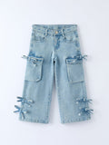 Wide-Leg Denim Pants With Pockets - 1