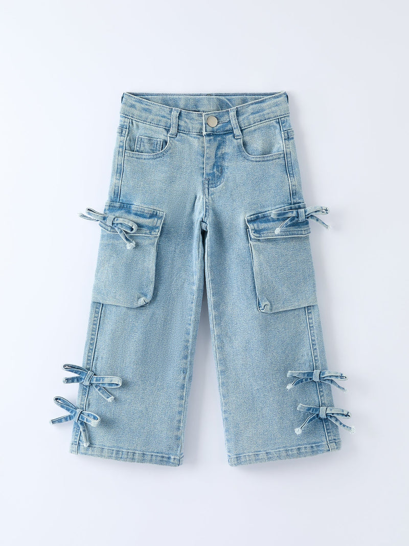 Wide-Leg Denim Pants With Pockets - 1