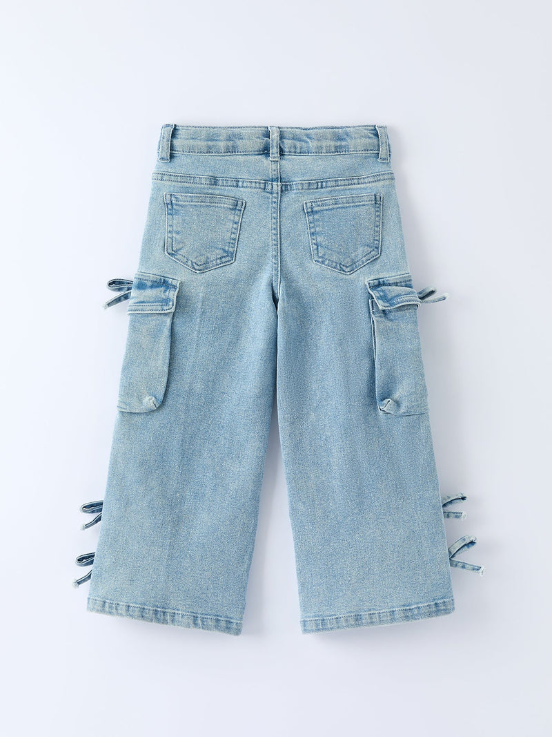 Wide-Leg Denim Pants With Pockets - 2