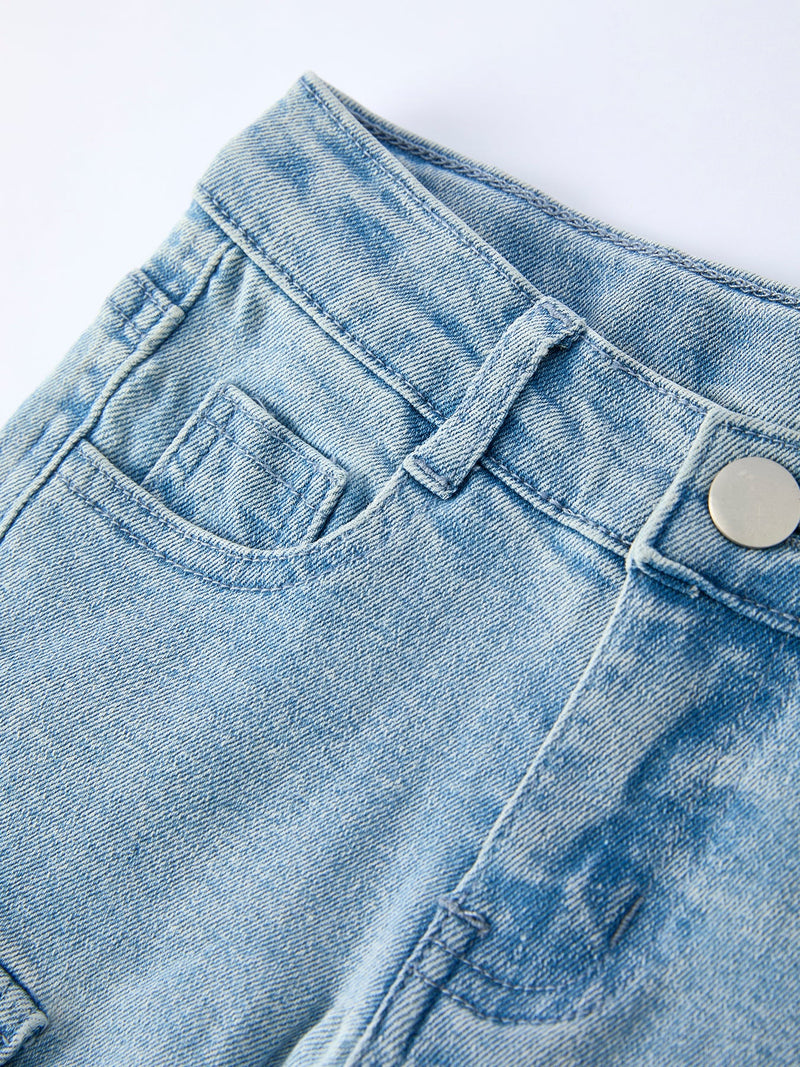 Wide-Leg Denim Pants With Pockets - 3