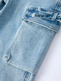 Wide-Leg Denim Pants With Pockets - 4