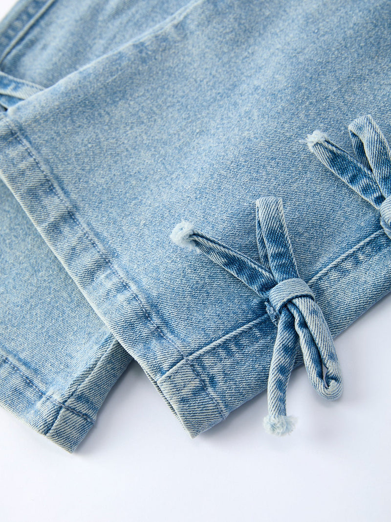 Wide-Leg Denim Pants With Pockets - 5
