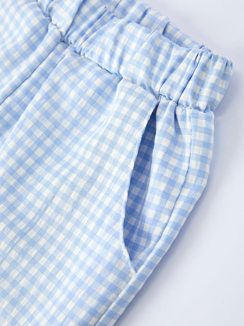 Toddler Boys Summer Crocodile Embroidered Plaid Shorts Set - 11