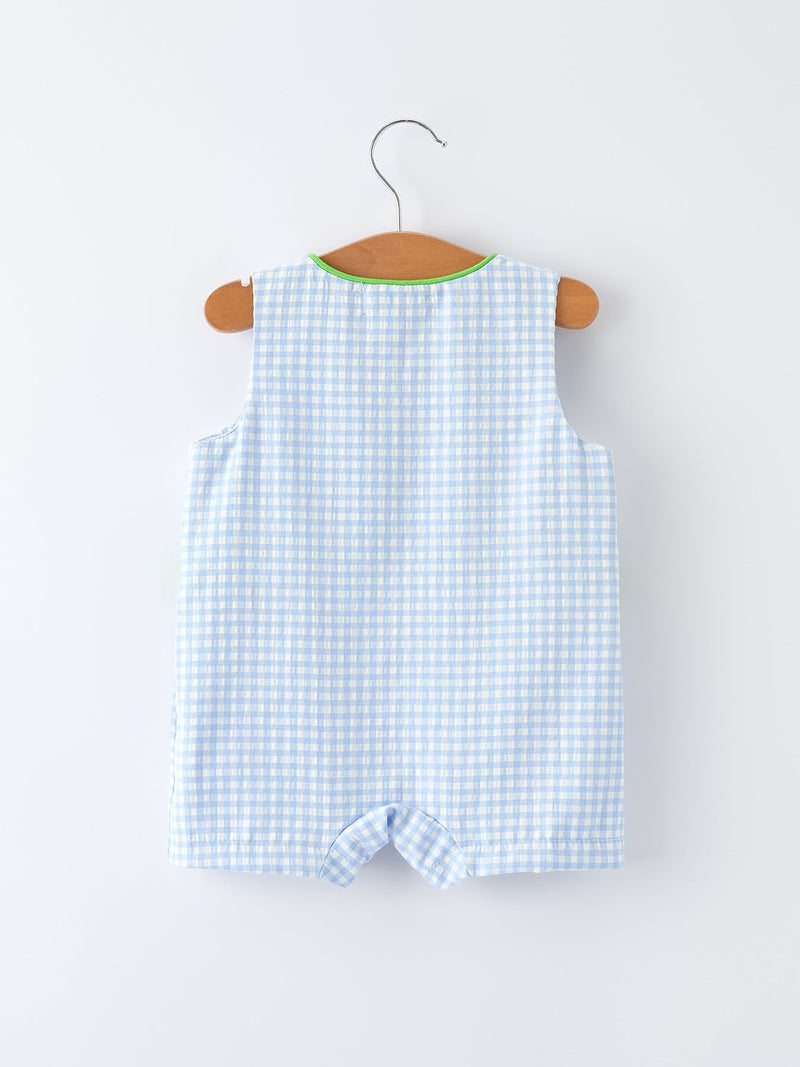 Baby Boys Summer Crocodile Embroidered Smocked Romper - 2
