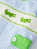 Baby Boys Summer Crocodile Embroidered Smocked Romper - 4