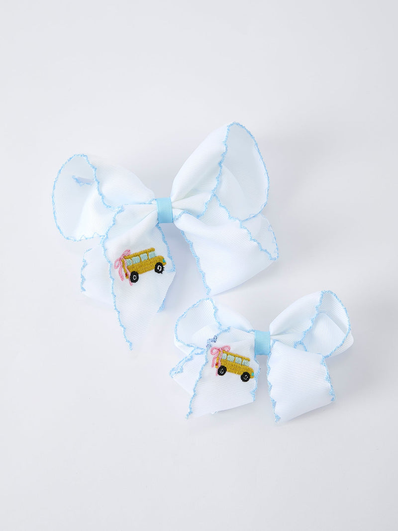 Back-to-school Truck Applique Girls Hairpin 4 Inches/6.25 inches - 1