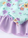 Summer Mint Floral Long Sleeve Girl Swimwear Set - 5