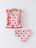 Summer Strawberry Cherry Ruffle Girl Swimwear Set - 1