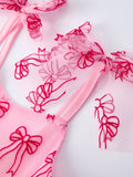 Spring and Summer Pink Tulle Bow Party Dress for Girls - 3
