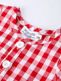 Summer Plaid Smocked Ruffle Boys Romper Sibling Outfits - 4