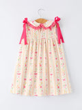 Summer Floral Bow Ruffle Girls Dress - 2