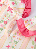 Summer Floral Bow Ruffle Girls Dress - 4