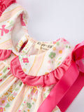 Spring Floral Bow Ruffle Girl Bloomer Set - 3