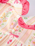 Spring Floral Bow Ruffle Girl Bloomer Set - 4