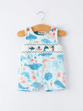 Marine Animal Smocking Embroidered Baby Boys' Romper - 1