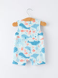 Marine Animal Smocking Embroidered Baby Boys' Romper - 2