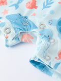 Marine Animal Smocking Embroidered Baby Boys' Romper - 5