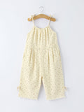 Floral Baby Girl Sleeveless Jumpsuit with Pockets - 1